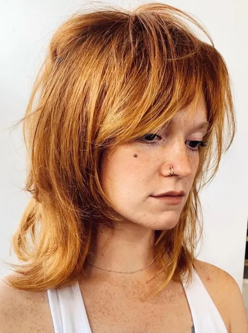 Bright Ginger Voluminous Wolf Haircut