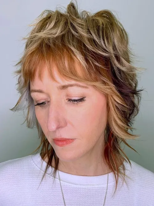 Mullet Wolf Haircut with Shaggy Bangs