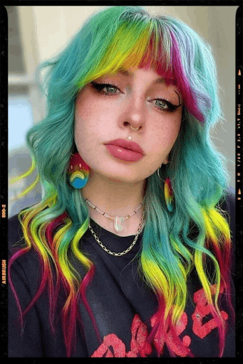 Rainbow Wolf Cut Short Hair Style