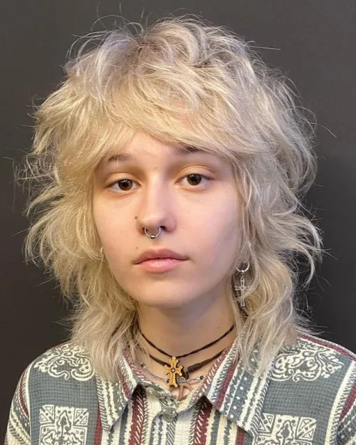 Textured Blonde Wolf Haircut