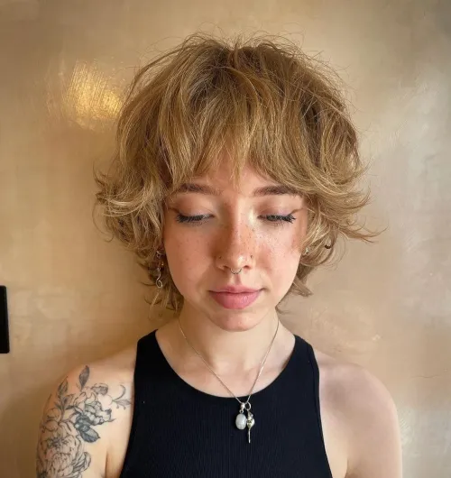 Warm Blonde Pixie Wolf Cut