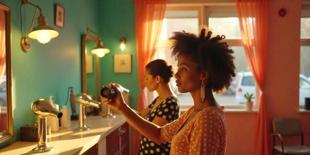Vintage-meets-modern pin curl styling station