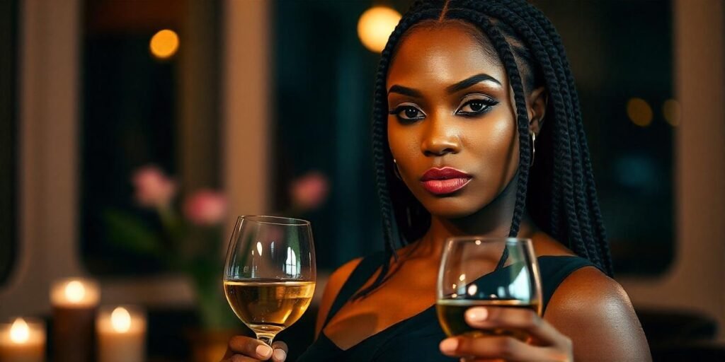 "Side part jumbo box braids for diamond and heart-shaped faces, polished, refined look"