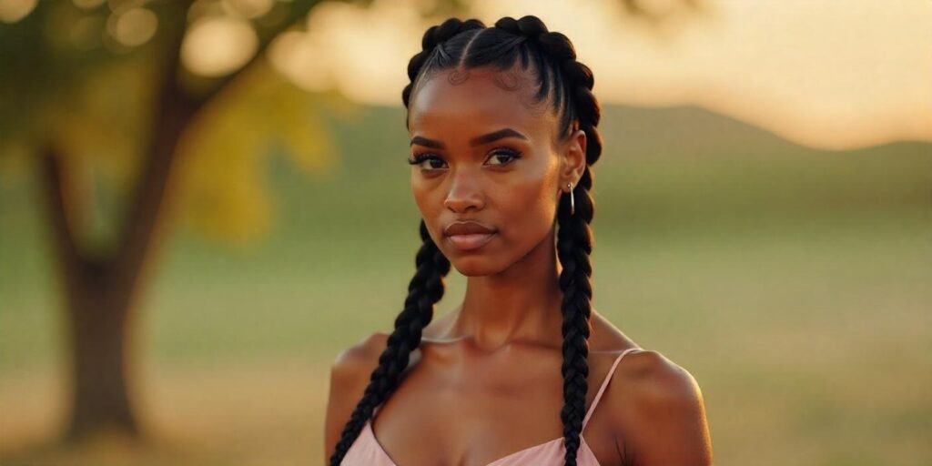 Double Jayda Wayda Braids with fuller strands for a fashionable and striking look, set in a romantic ambiance.