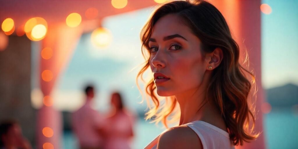  Wavy side-parted hairstyle with a deep part and a laid-back texture in a romantic outdoor setting.