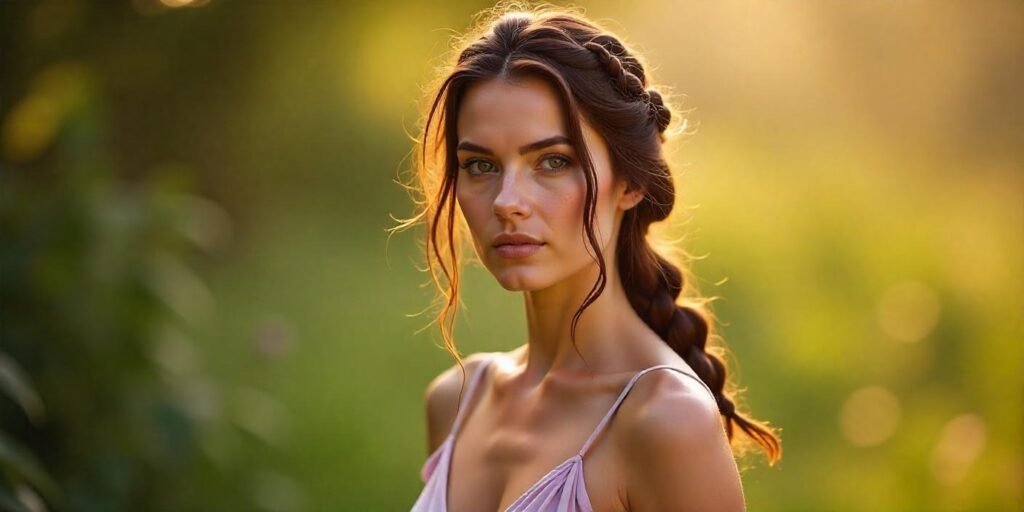 Achieve the Medusa hairstyle with braids or twists for a natural, untamed vibe with a romantic dress.