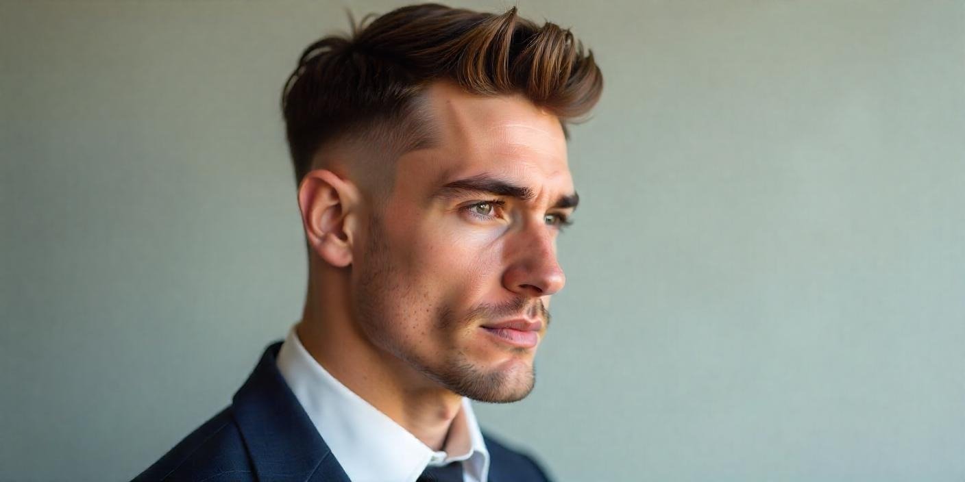 A neat, minimalist weak fade haircut with a clean taper, suitable for various face shapes and hair types.
