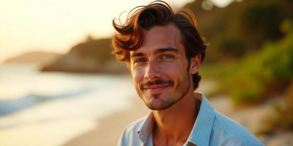 "Men's textured waves hairstyle with natural volume and relaxed style."