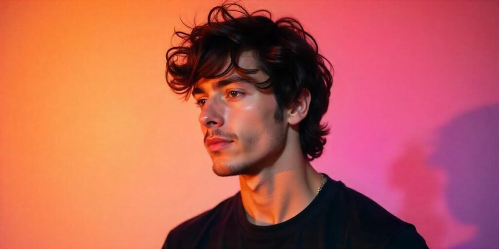 "Straight Mullet With Curly Fringe hairstyle for boys with a relaxed, romantic vibe"








