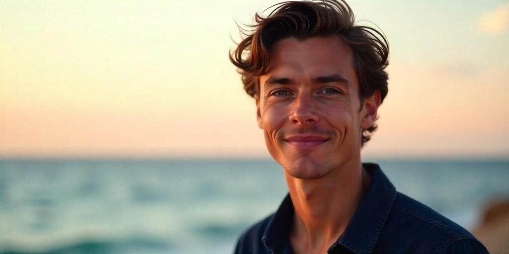 “Light brown hair styled in back light wispy waves for boys, creating volume and movement with a romantic vibe.”