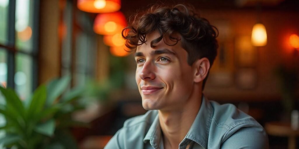 "Curly Ivy League haircut with tapered sides and natural texture for men, stylish and timeless look"