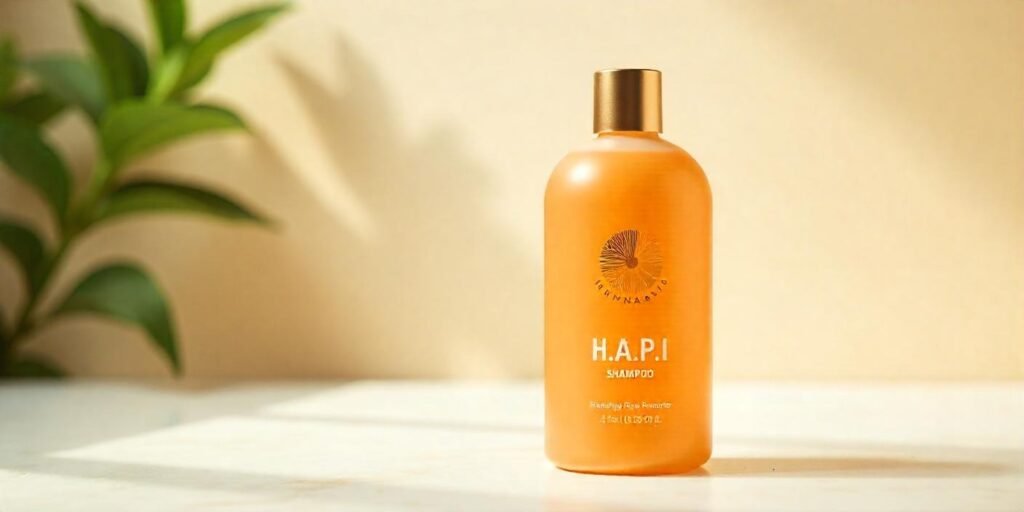 Sienna Naturals H.A.P.I. Shampoo bottle showcasing natural ingredients and sleek packaging for healthy hair care.
