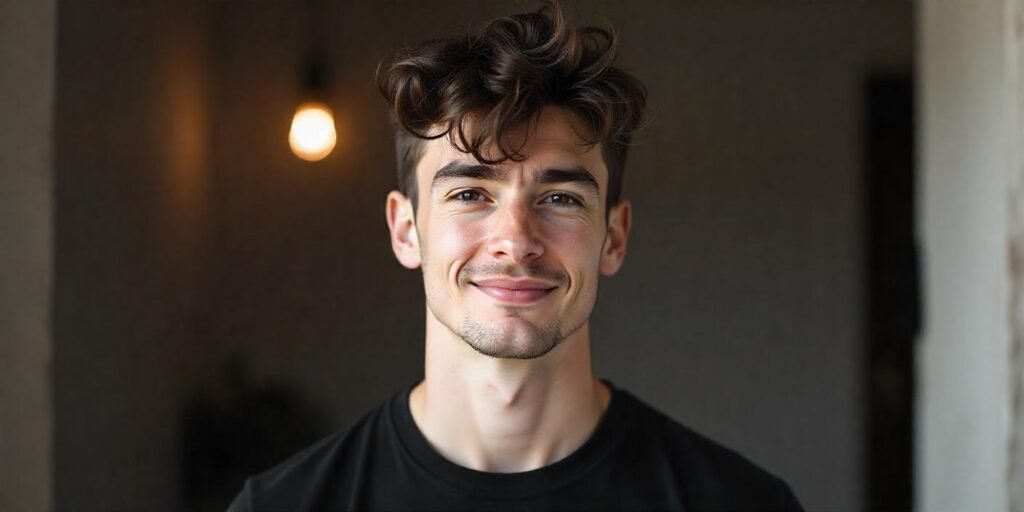 "Disheveled taper cut hairstyle for men, showing messy yet stylish texture with natural volume."