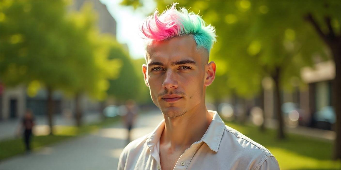 A colorful Ice Cream Haircut featuring pastel and neon shades layered for a fun, bold, and eye-catching style.