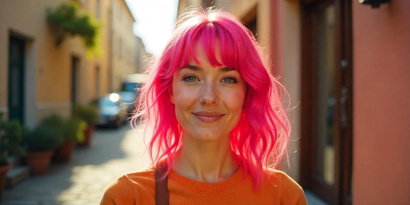 Bold pink hair transformation in vibrant shades like Barbie, hot, and neon pink for a fun and confident look.