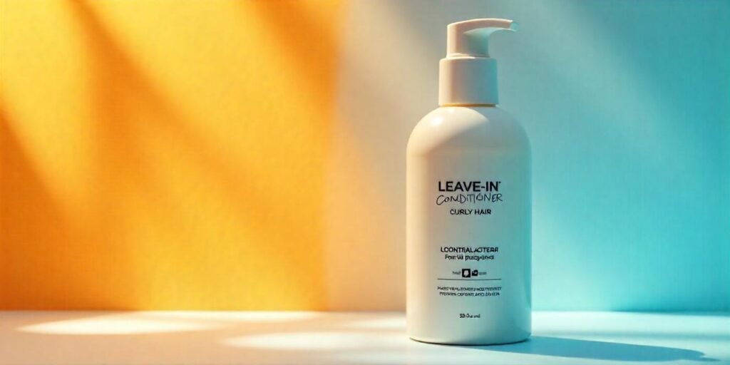 "Leave-In Conditioner for Curly Hair, professional hair care product to enhance frizz-free, defined curls."