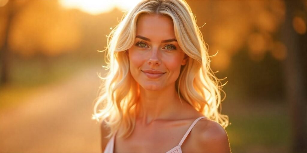 Champagne Blonde hair with pearl highlights, soft gold, and cool undertones