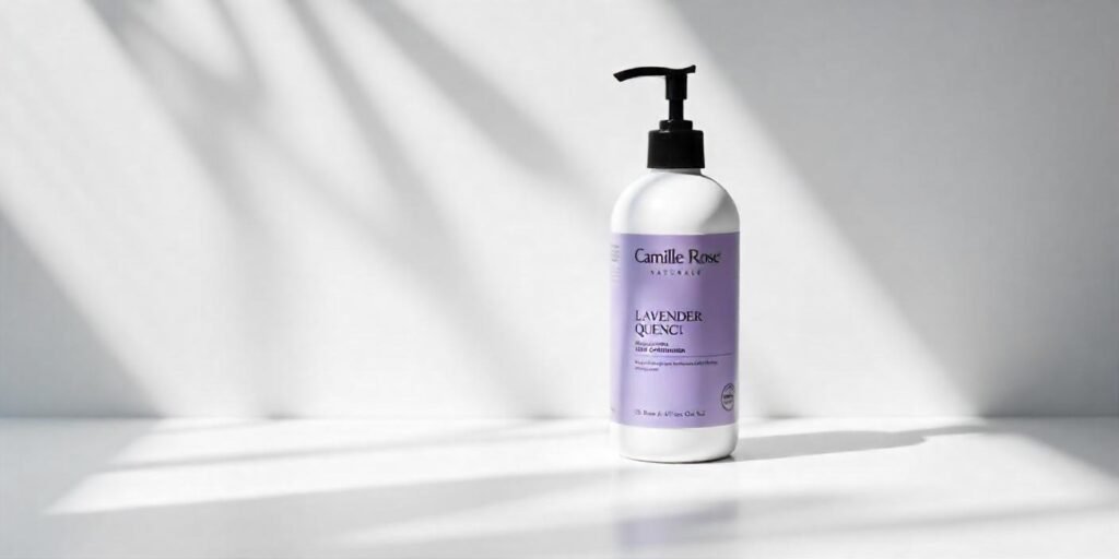 Camille Rose Naturals Lavender Quench Deep Conditioner bottle on a clean background