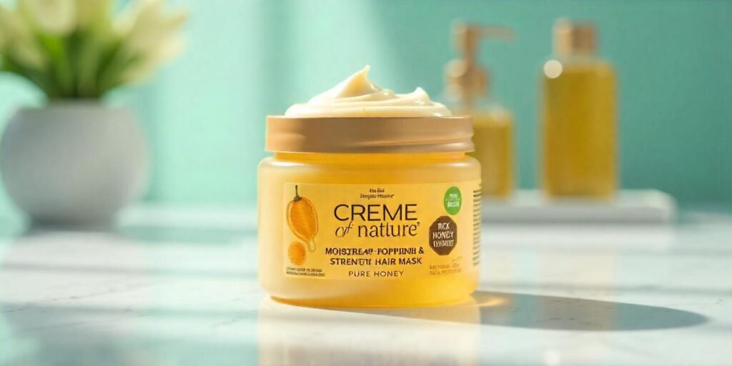 Creme of Nature Moisture Replenish and Strength Hair Mask Pure Honey for healthy, nourished hair.