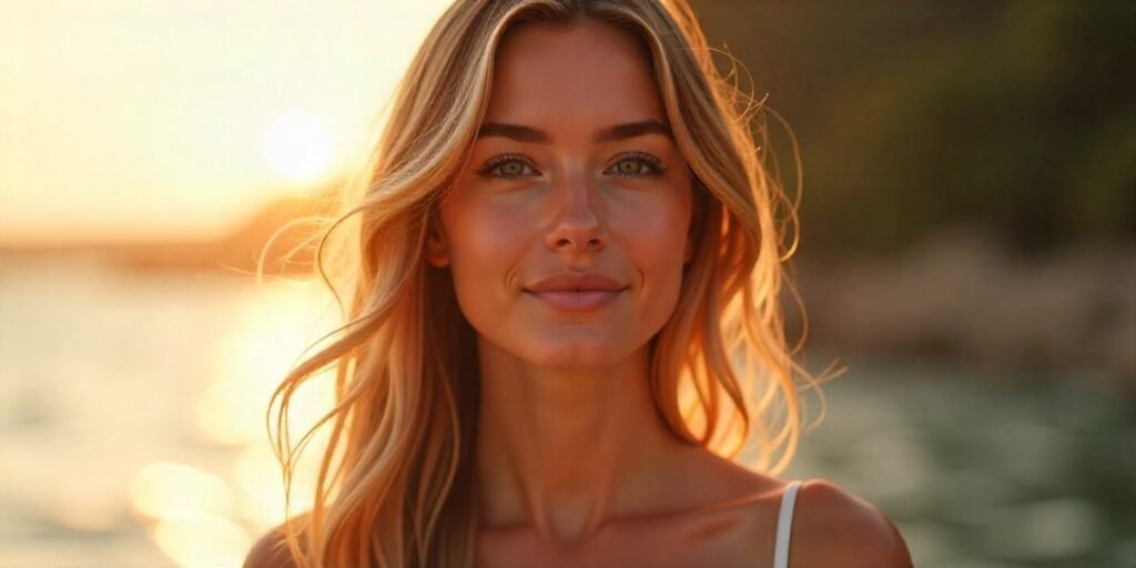 Girl with blended cool bronde hair, icy blonde highlights, soft babylights,